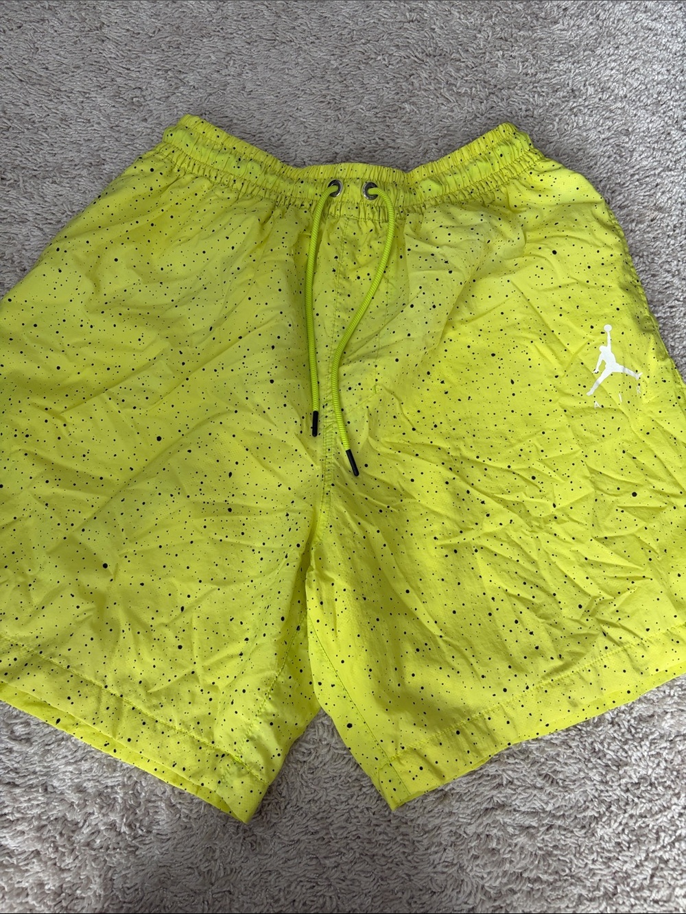 Jordan Men’s Neon Yellow Swim Trunks with Speckle Print